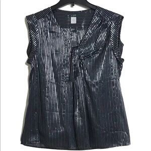 J Crew Factory- Women's M Navy/Silver Sheer Blouse